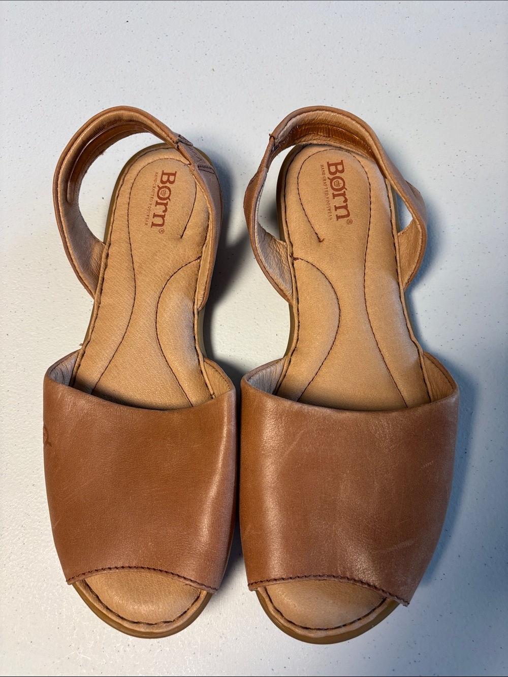 Born Brown Leather Open-Toe Slingback Sandals